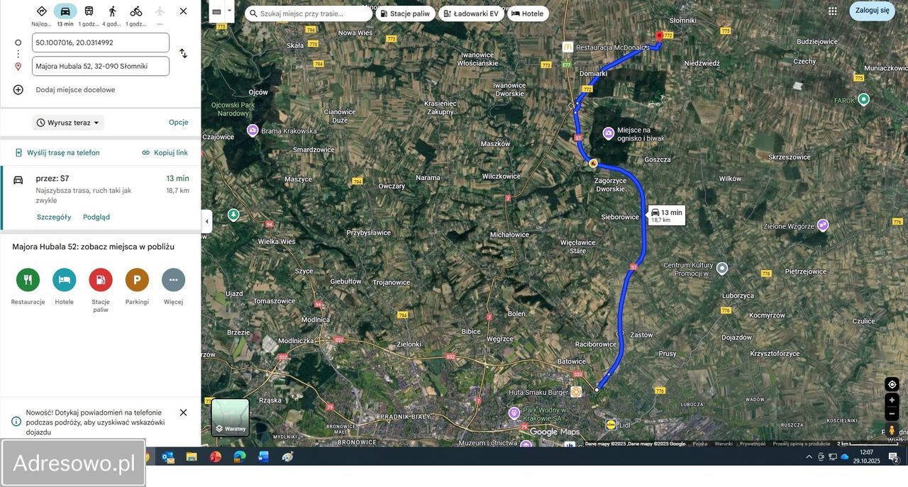 Działka inwestycyjna Słomniki, ul. mjr. Hubala