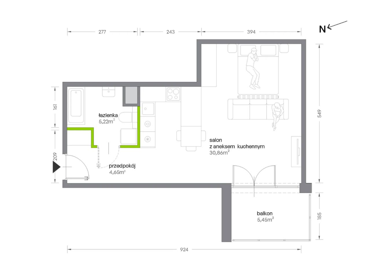 Mieszkanie 1-pokojowe Kraków Krowodrza, ul. Żabiniec. Zdjęcie 7