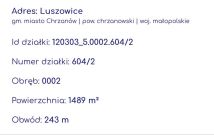 Działka rolno-budowlana Luszowice. Zdjęcie 1