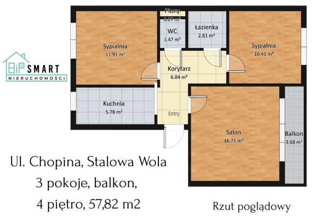 Mieszkanie 3-pokojowe Stalowa Wola, ul. Fryderyka Chopina. Zdjęcie 13