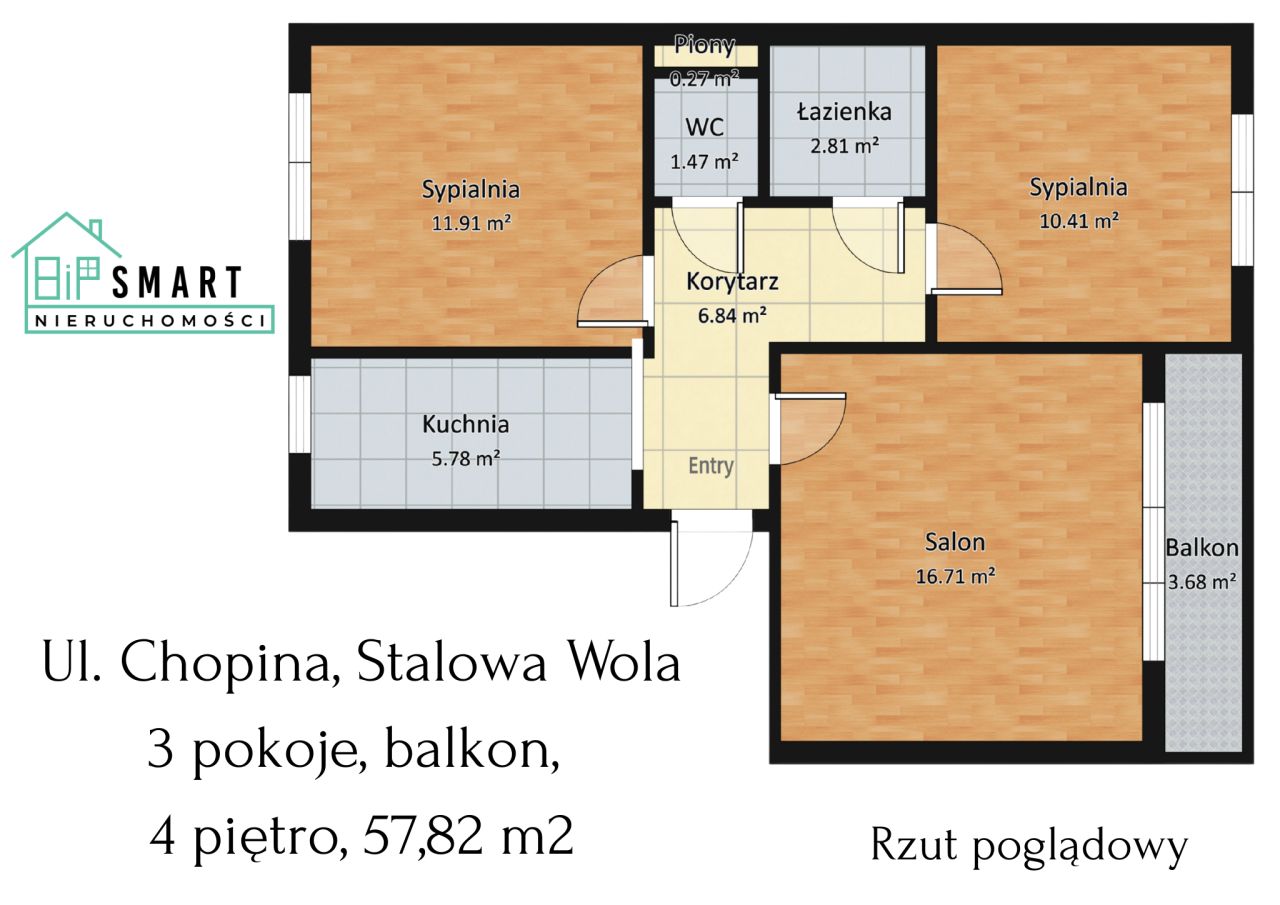 Mieszkanie 3-pokojowe Stalowa Wola, ul. Fryderyka Chopina. Zdjęcie 13