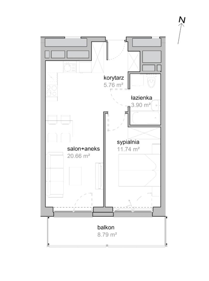 Mieszkanie 2-pokojowe Wrocław Tarnogaj, ul. Piękna. Zdjęcie 7