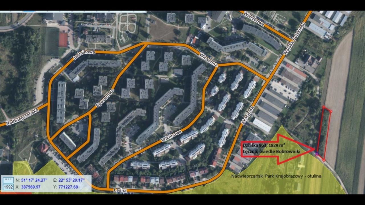 Działka budowlana Łęczna Bobrowniki, ul. Wojska Polskiego