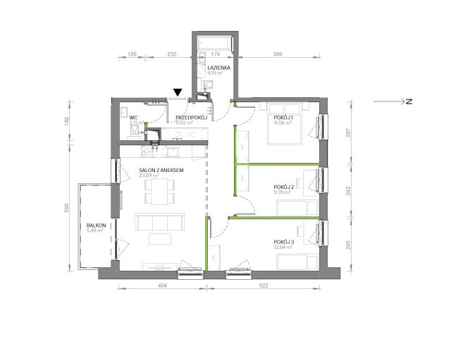 Mieszkanie 4-pokojowe Gdańsk Chełm, ul. Ptasia. Zdjęcie 7