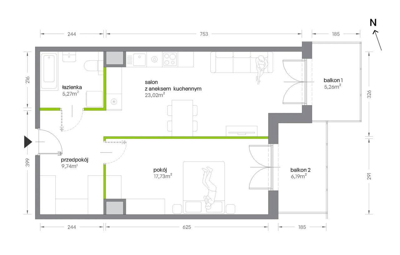 Mieszkanie 2-pokojowe Kraków Krowodrza, ul. Żabiniec. Zdjęcie 7
