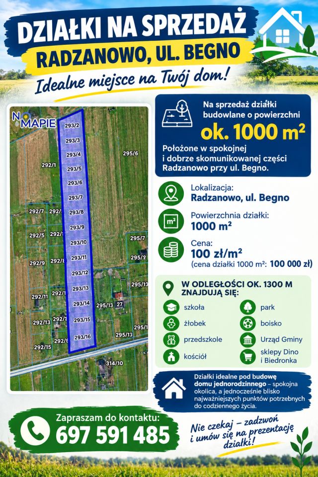 Działka budowlana Radzanowo Begno, ul. Begno. Zdjęcie 1