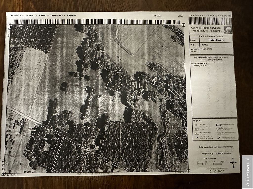 Działka leśna Wola Branicka