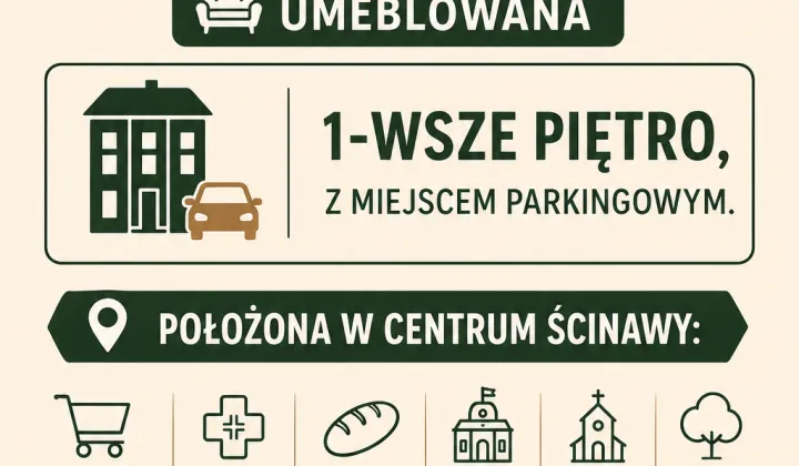 Mieszkanie 1-pokojowe Ścinawa, ul. Stefana Batorego
