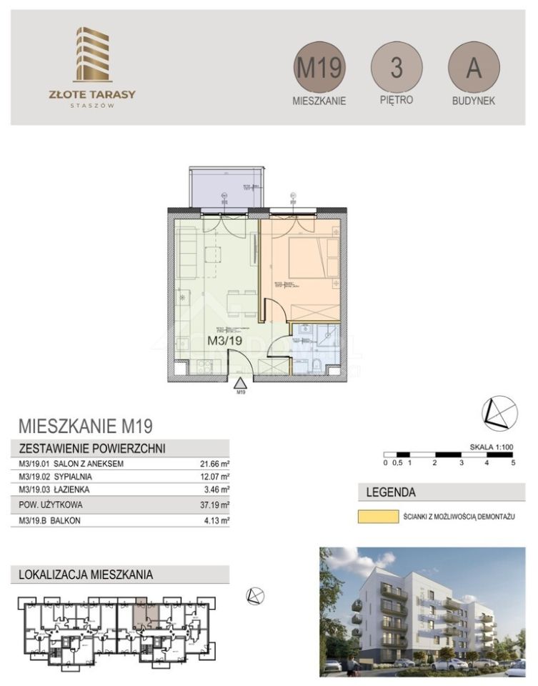 Mieszkanie 2-pokojowe Staszów, ul. gen. Mariana Langiewicza. Zdjęcie 4