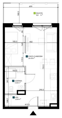Mieszkanie 1-pokojowe Wrocław Krzyki, ul. Świeradowska. Zdjęcie 5