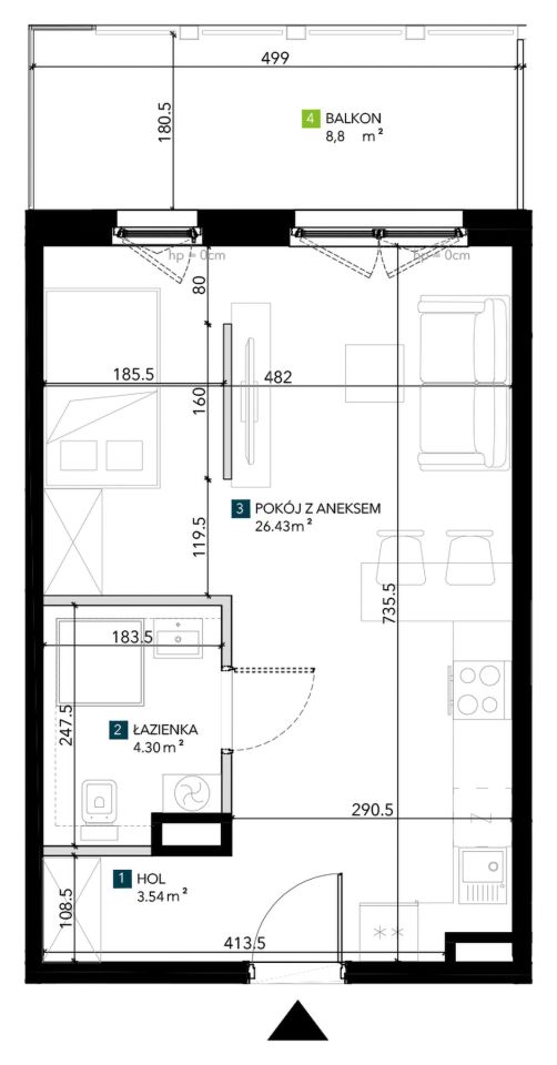 Mieszkanie 1-pokojowe Wrocław Krzyki, ul. Świeradowska. Zdjęcie 5