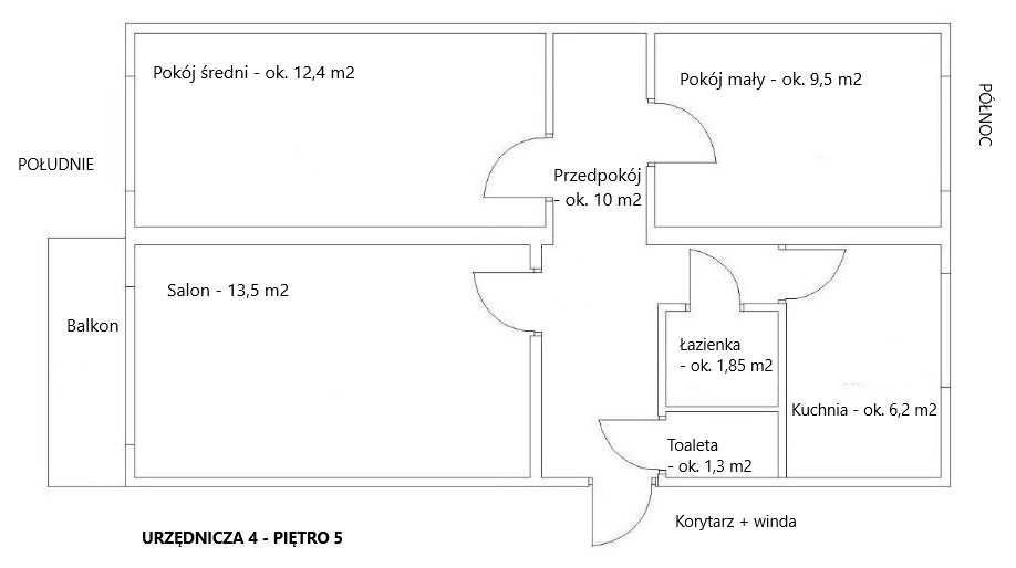 Mieszkanie 3-pokojowe Łódź Bałuty, ul. Urzędnicza