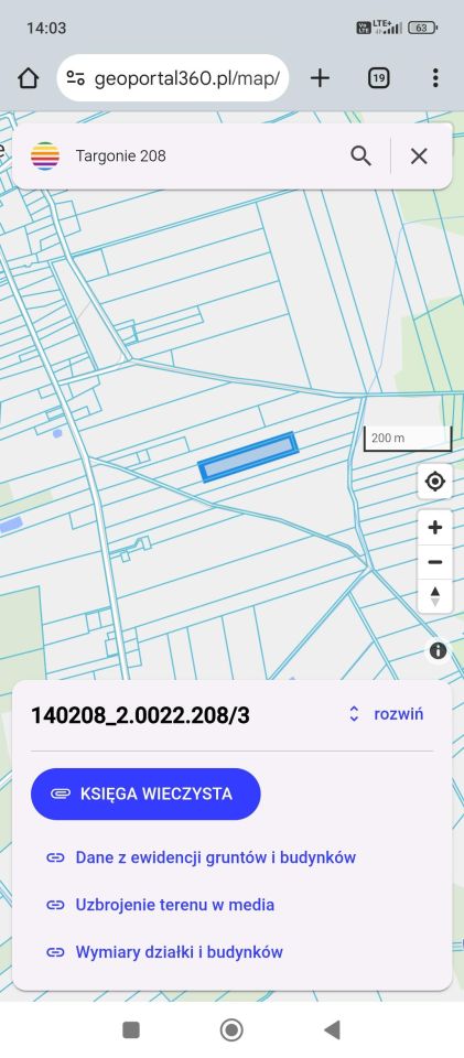 Działka budowlana Targonie