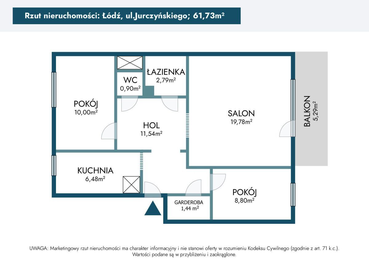 Mieszkanie 3-pokojowe Łódź Widzew, ul. Juliusza Jurczyńskiego. Zdjęcie 13