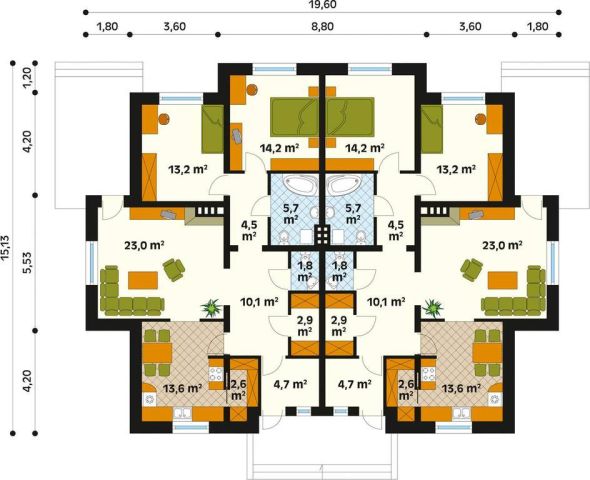 bliźniak, 6 pokoi Praslity. Zdjęcie 1