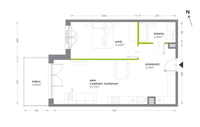 Mieszkanie 2-pokojowe Kraków Krowodrza, ul. Żabiniec. Zdjęcie 7