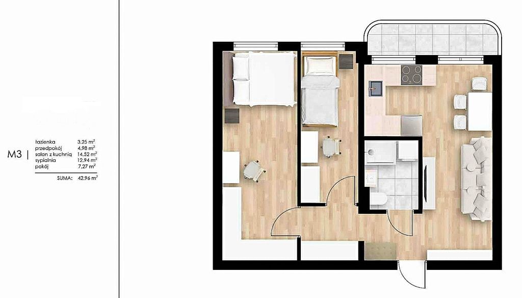 Mieszkanie 3-pokojowe Wrocław Krzyki, ul. Zaolziańska. Zdjęcie 11