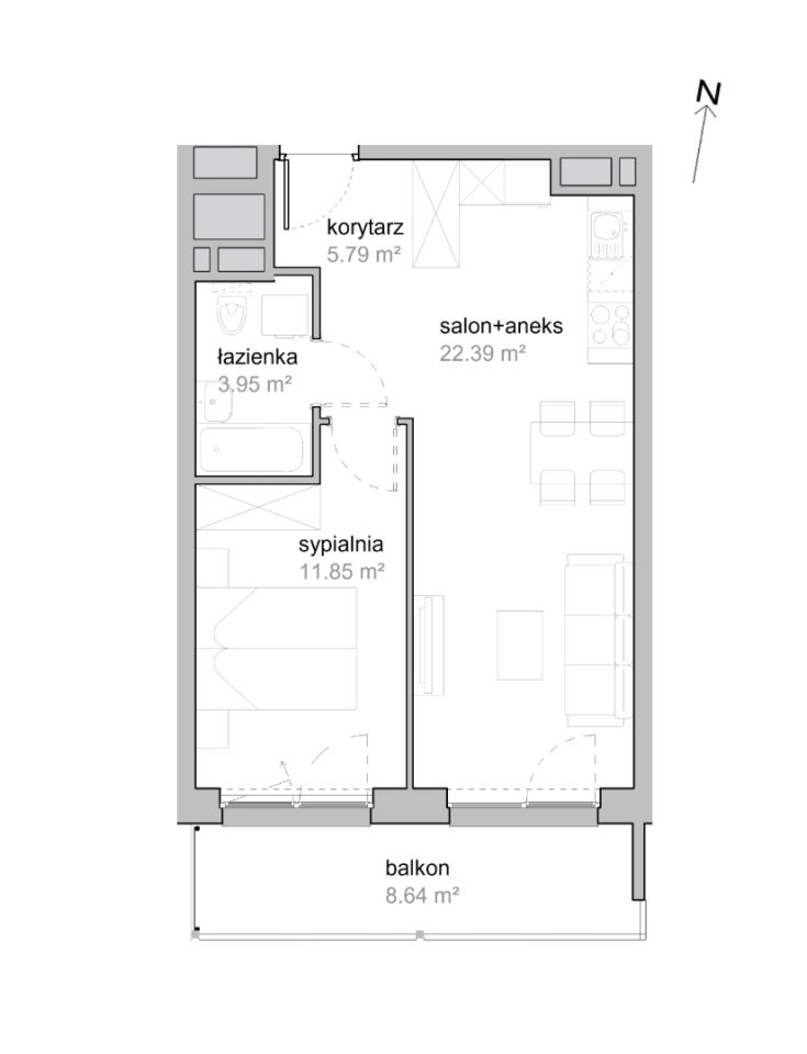 Mieszkanie 2-pokojowe Wrocław Tarnogaj, ul. Piękna. Zdjęcie 7