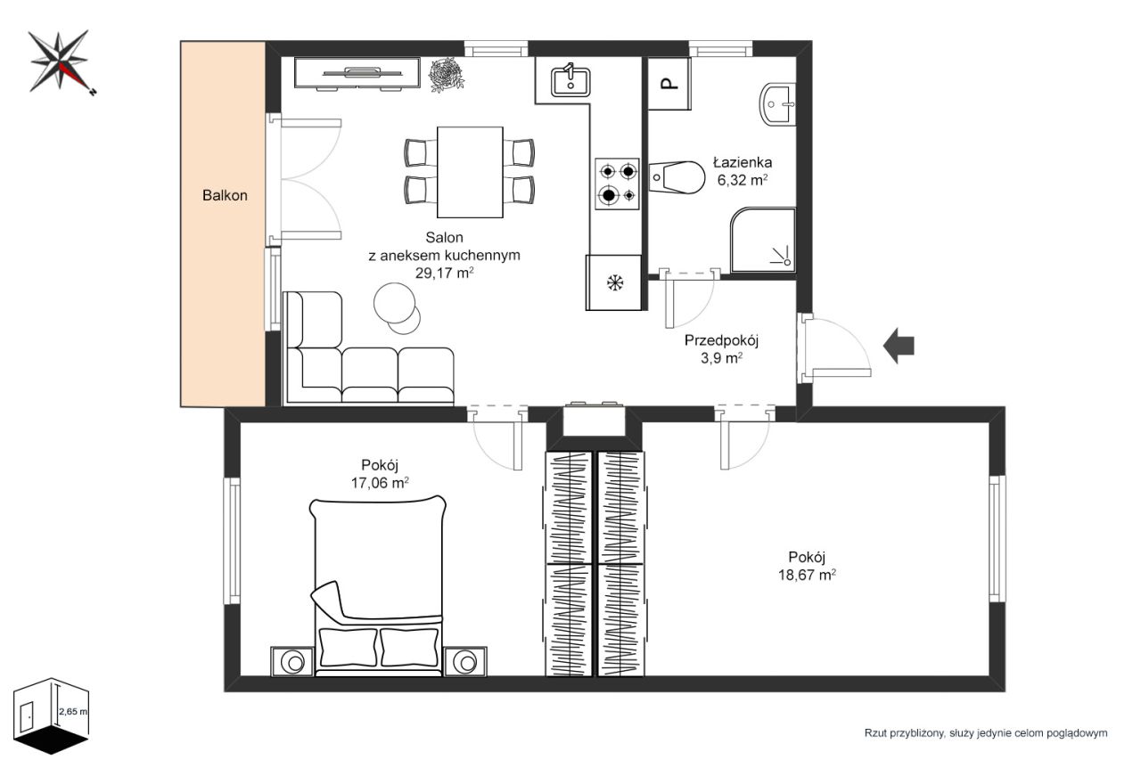 Mieszkanie 3-pokojowe Warszawa Wawer, ul. Tawułkowa. Zdjęcie 2