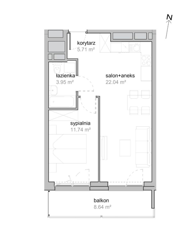 Mieszkanie 2-pokojowe Wrocław Tarnogaj, ul. Piękna. Zdjęcie 7
