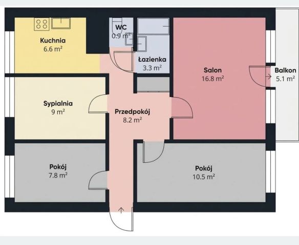 Szczecin Prawobrzeże, Jasna Mieszkanie - 4 pokoje - 64 m² - 3 piętro
