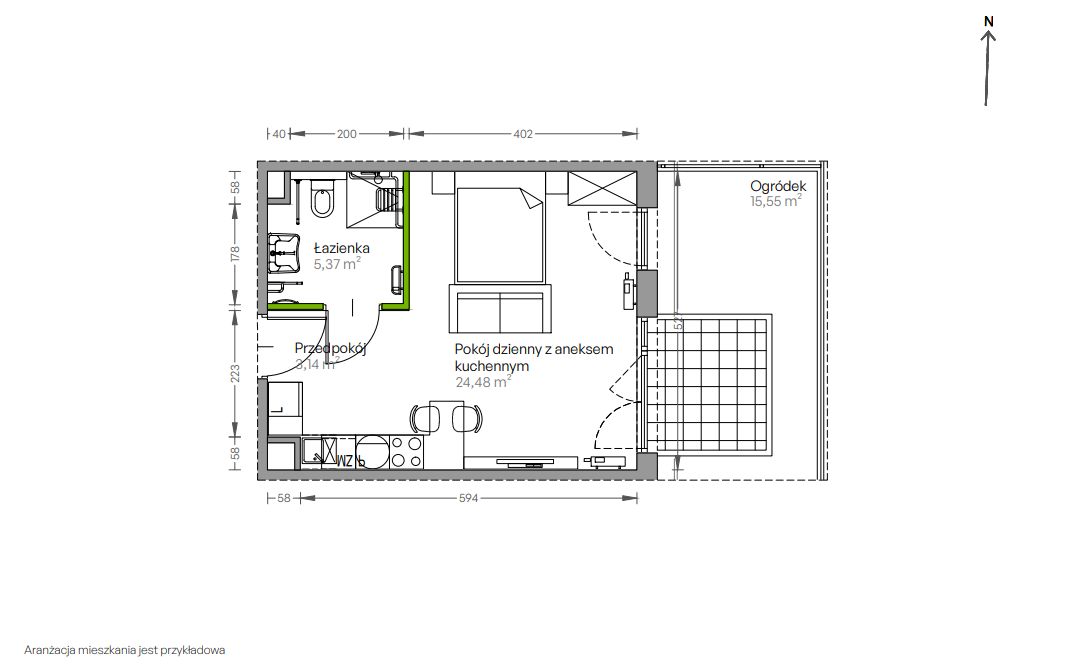 Mieszkanie 1-pokojowe Kraków Czyżyny, ul. Romana Ciesielskiego. Zdjęcie 3