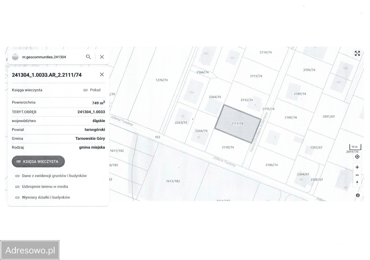 Działka budowlana Tarnowskie Góry Opatowice, ul. Hansa Christiana Andersena