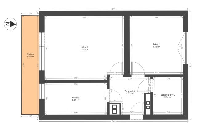 Mieszkanie 2-pokojowe Kraków Krowodrza, ul. Batalionu "Skała" AK. Zdjęcie 1