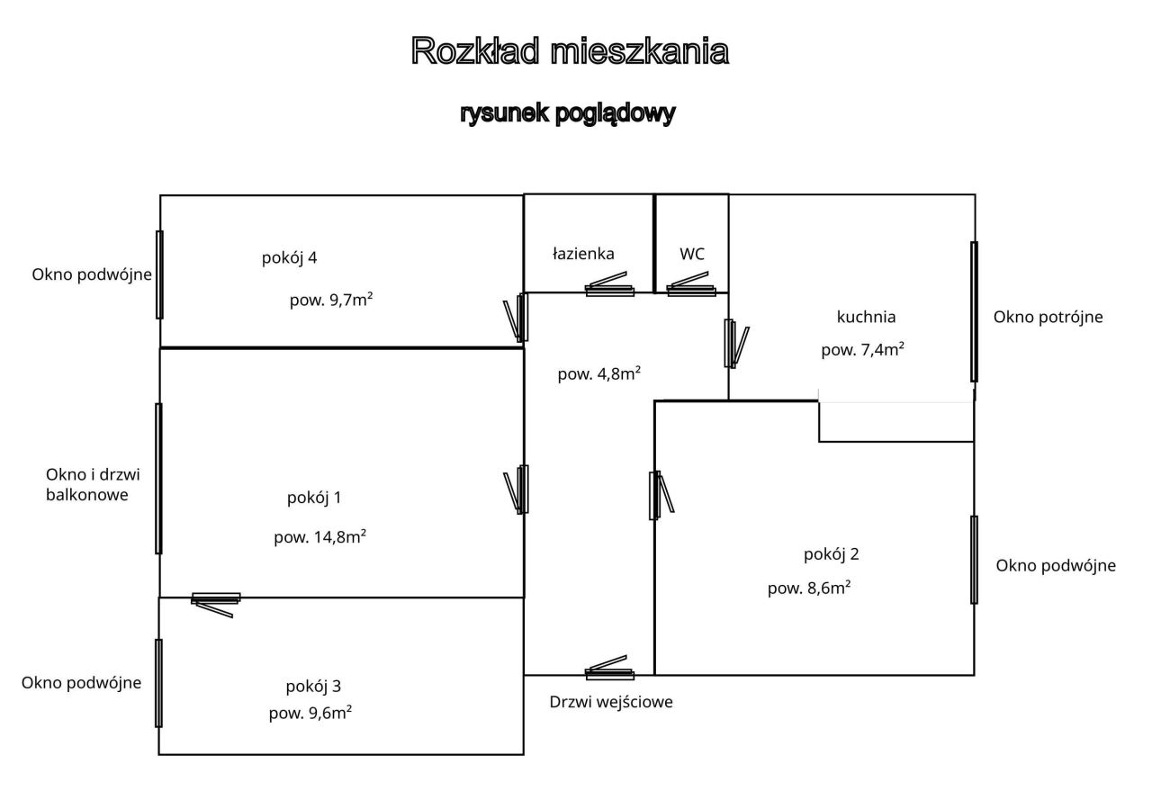 Mieszkanie 4-pokojowe Zduńska Wola, ul. Spacerowa