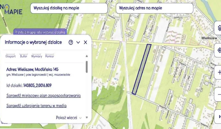 Działka inwestycyjna Wieliszew, ul. Modlińska