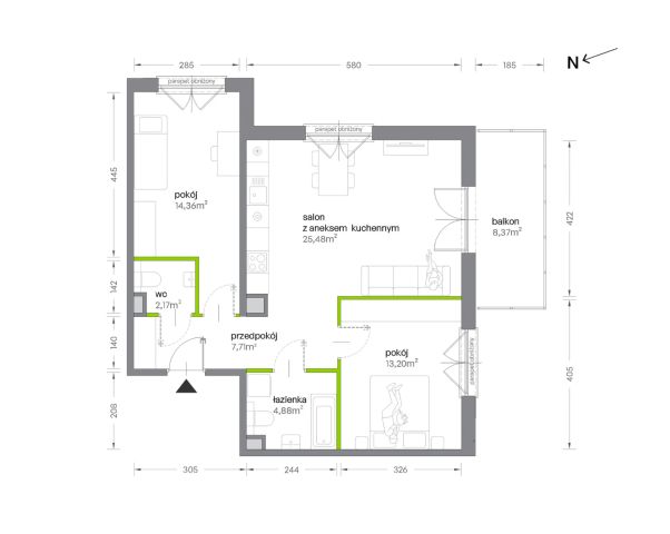 Mieszkanie 3-pokojowe Kraków Krowodrza, ul. Żabiniec. Zdjęcie 7