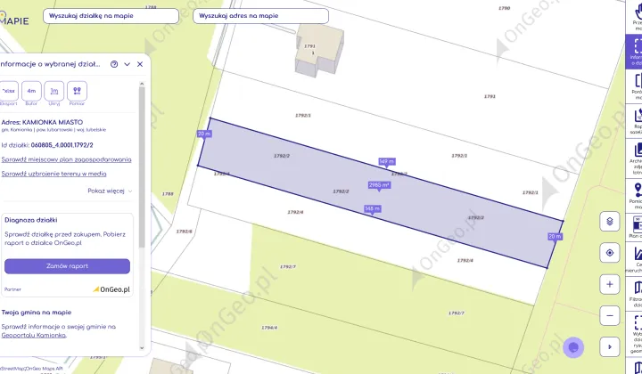 Działka budowlana Kamionka, Kwiatów Polnych boczna Lipowej
