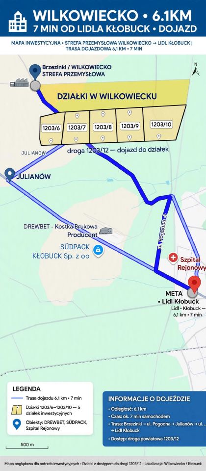 Działka inwestycyjna Wilkowiecko, ul. Długosza. Zdjęcie 1