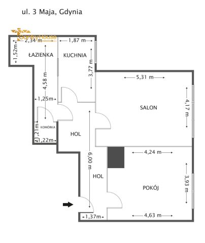 Mieszkanie 2-pokojowe Gdynia Śródmieście, ul. 3 Maja. Zdjęcie 7