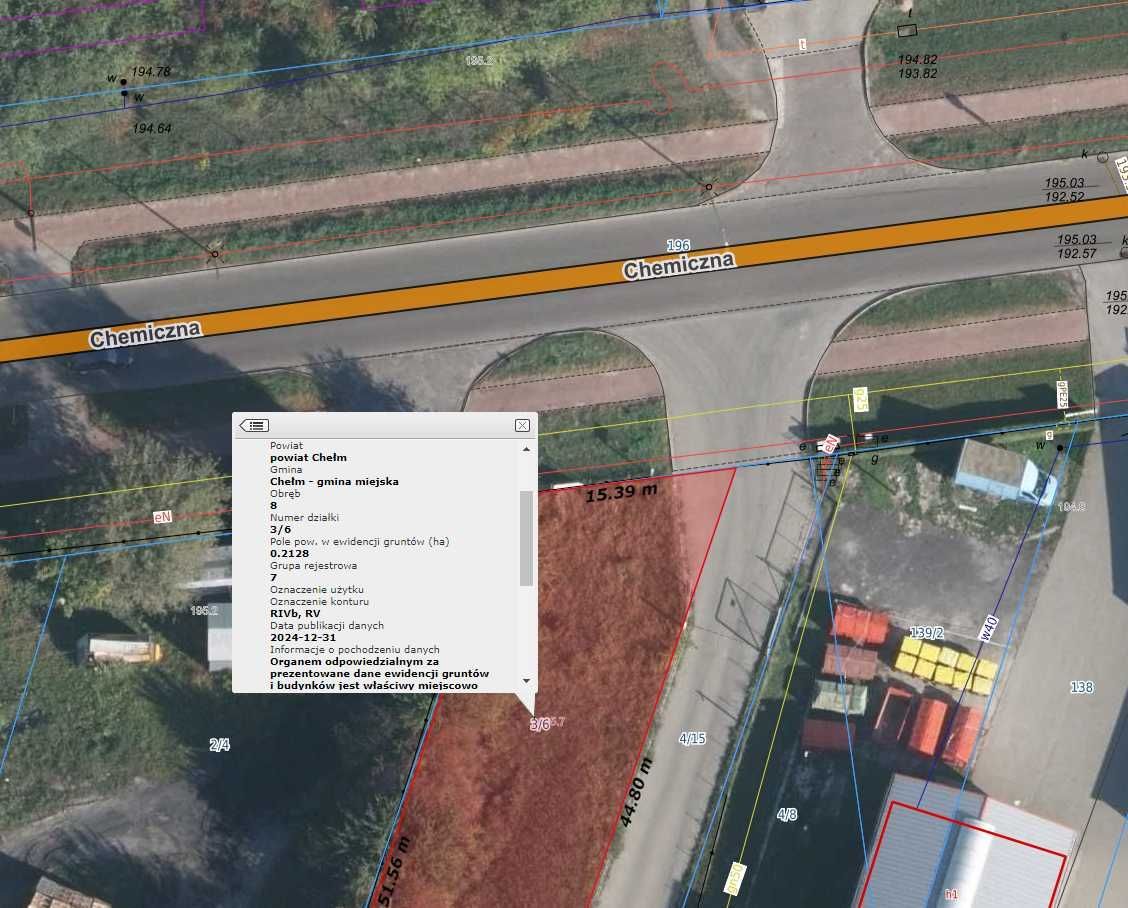 Działka inwestycyjna Chełm, ul. Chemiczna