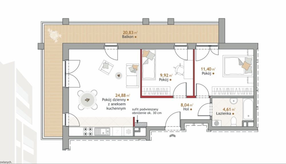 Mieszkanie 3-pokojowe Kraków Krowodrza, ul. Stanisława Przybyszewskiego. Zdjęcie 7