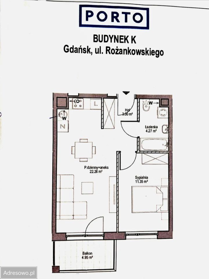 Mieszkanie 2-pokojowe Gdańsk Letnica, ul. Letnicka. Zdjęcie 10