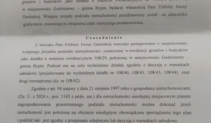 Działka rolno-budowlana Godziszewy