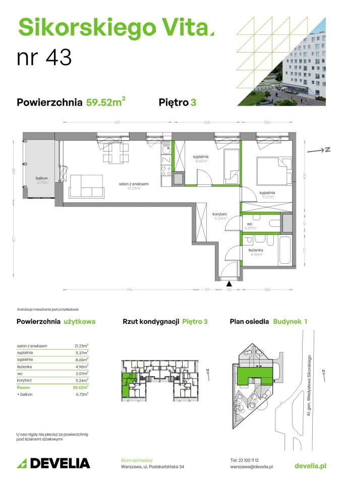 Mieszkanie 3-pokojowe Warszawa Mokotów, al. gen. Władysława Sikorskiego. Zdjęcie 9