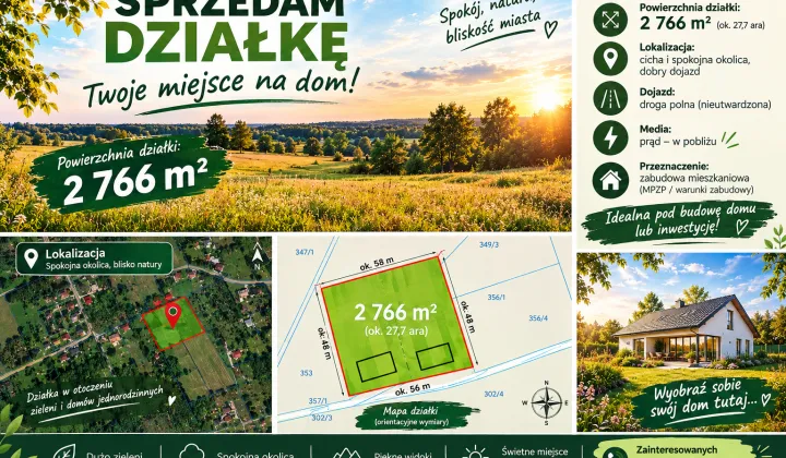 Działka budowlana Stefanowice, WZ na 2 domy