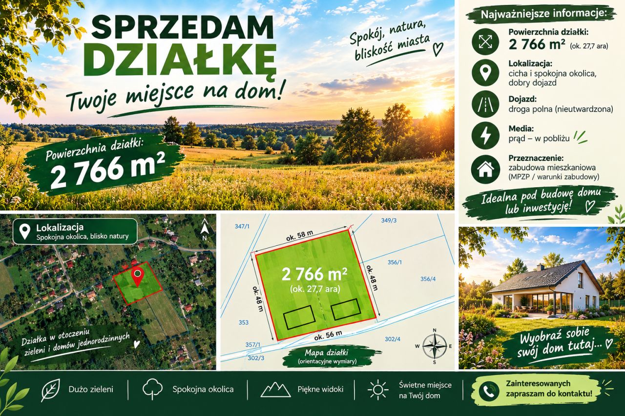 Działka budowlana Stefanowice, WZ na 2 domy. Zdjęcie 1