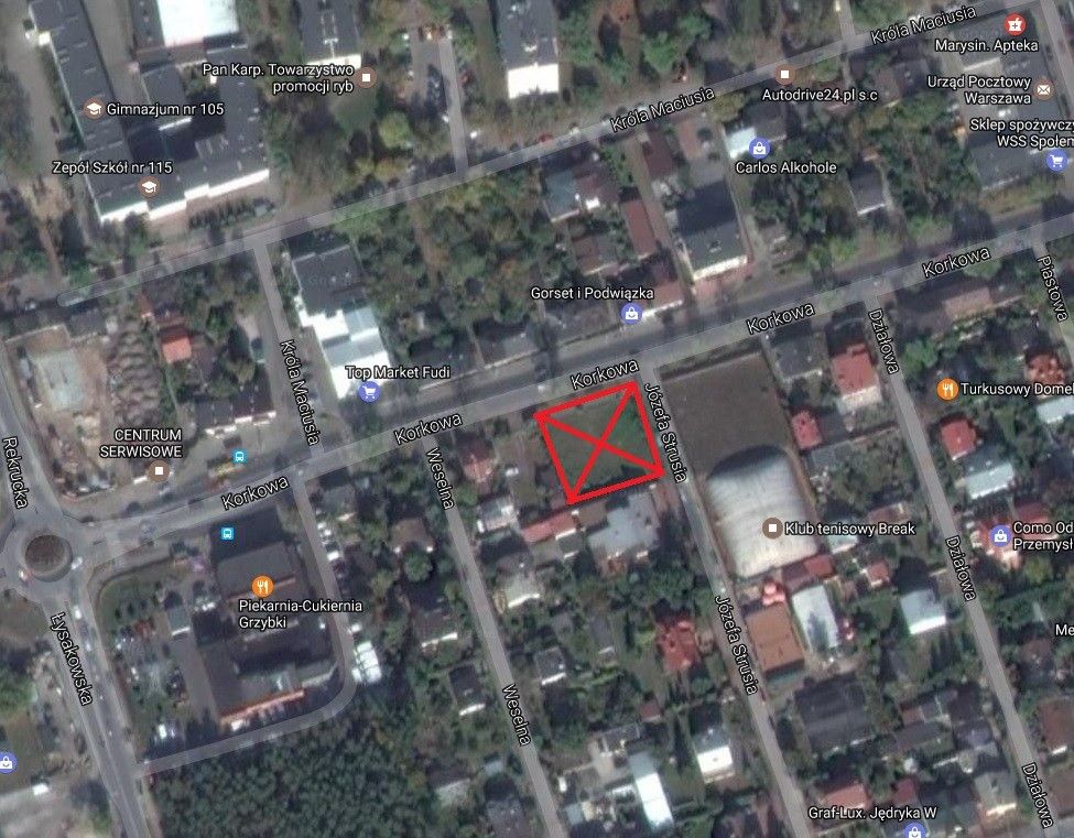 Działka inwestycyjna Warszawa Marysin Wawerski, ul. Korkowa