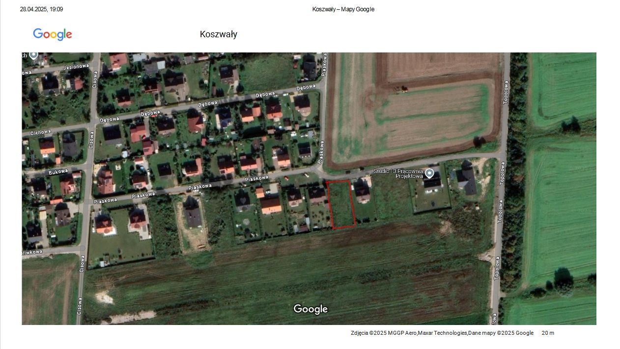 Działka budowlana Koszwały, ul. Piaskowa