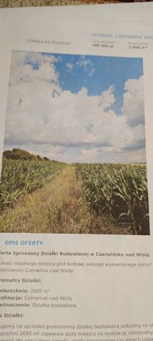 Działka rolno-budowlana Czerwińsk nad Wisłą. Zdjęcie 1