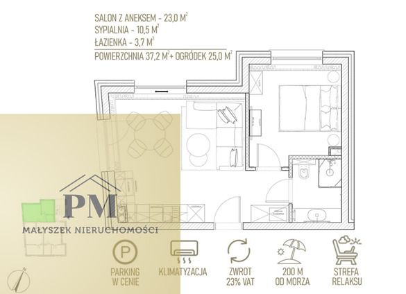 Mieszkanie 2-pokojowe Chłopy, Bursztynowa. Zdjęcie 25