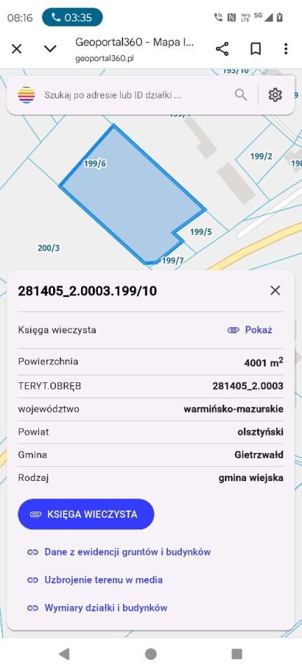 Działka inwestycyjna Gietrzwałd. Zdjęcie 4