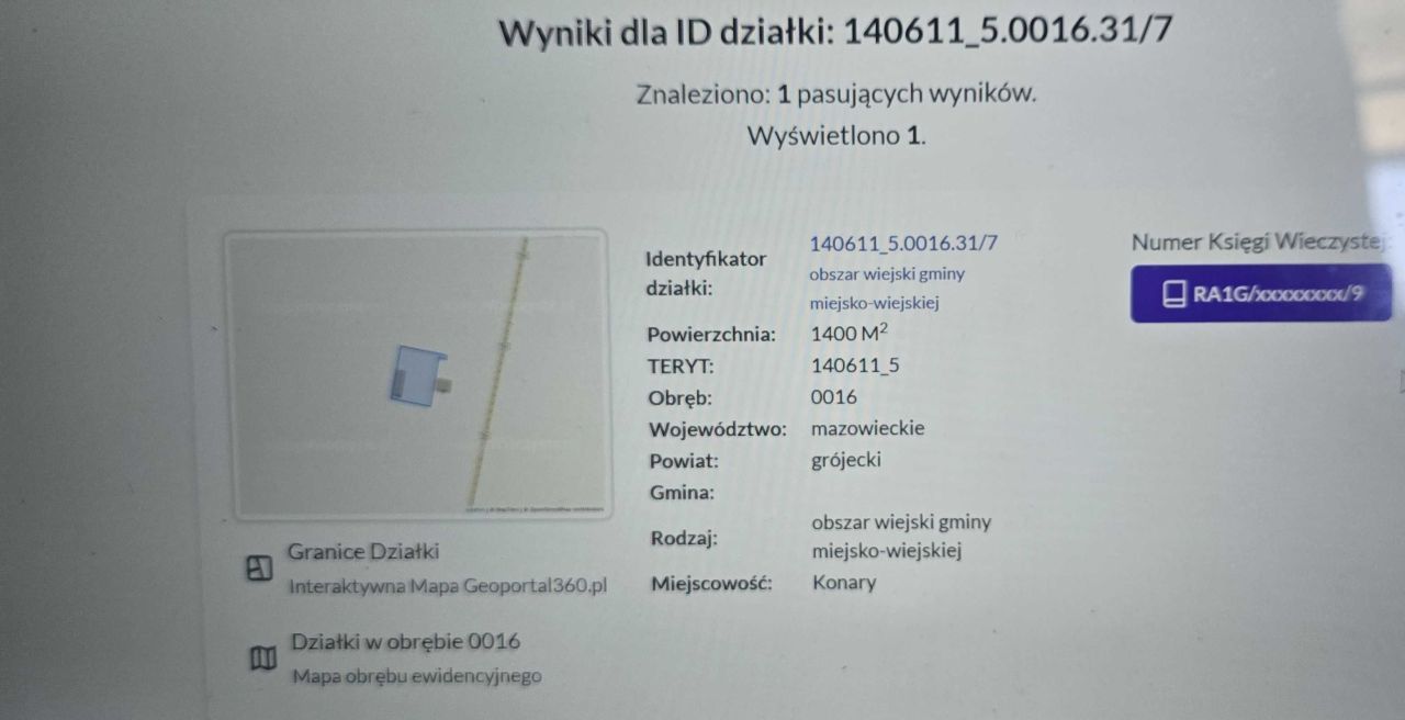 Działka budowlana Konary. Zdjęcie 7