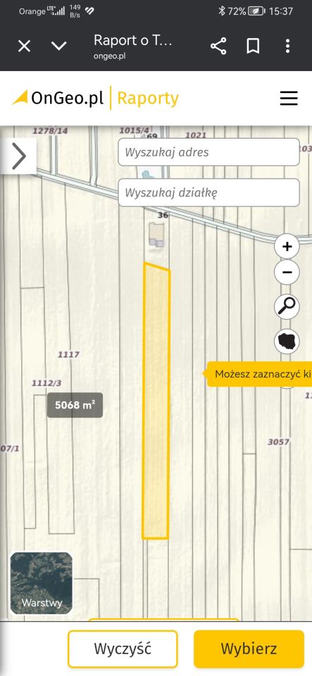 Działka rolno-budowlana Dys, ul. Południowa. Zdjęcie 2