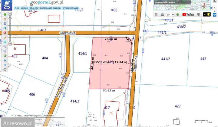 Działka budowlana Toruń Piaski, ul. Cierpicka