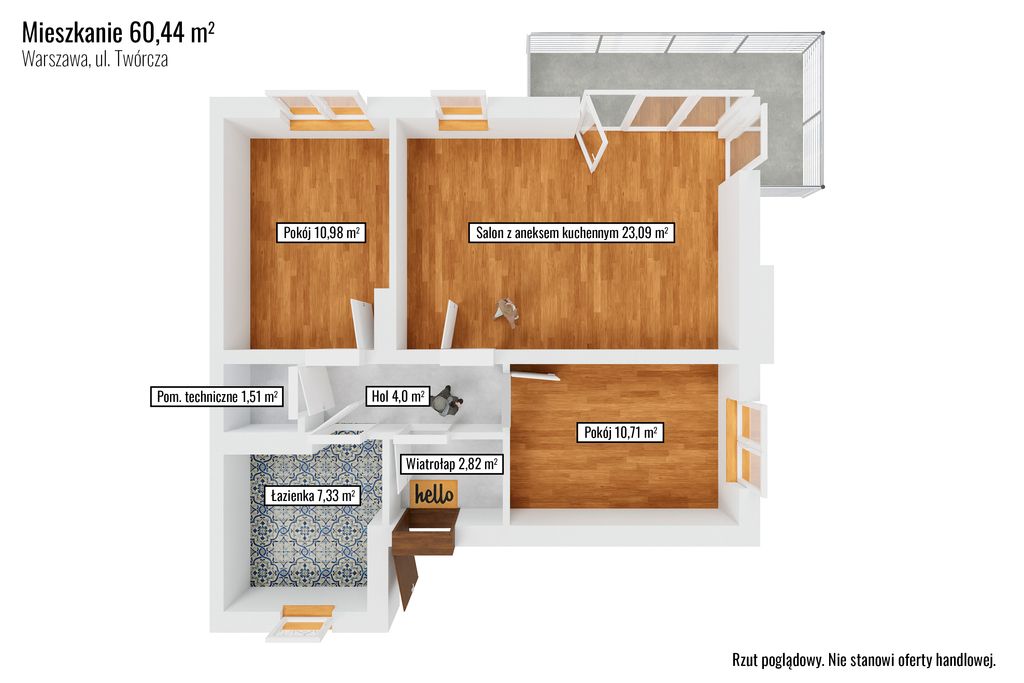 Mieszkanie 3-pokojowe Warszawa Białołęka, ul. Twórcza. Zdjęcie 18